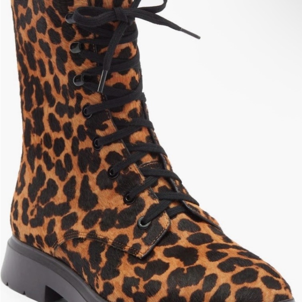 Stuart Weitzman Leopard Lace-Up Boots NWT